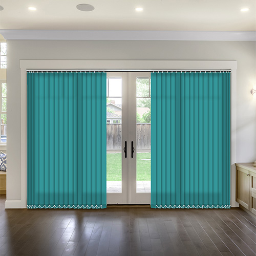 Polaris Teal Dimout Lifestyle Vertical blinds