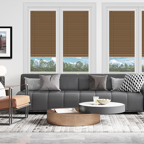No Drill Tawny 25mm Perfect Fit Lifestyle Wooden blinds