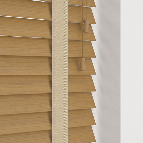 35mm Desert Oak & Hessian Tape Lifestyle Wooden blinds