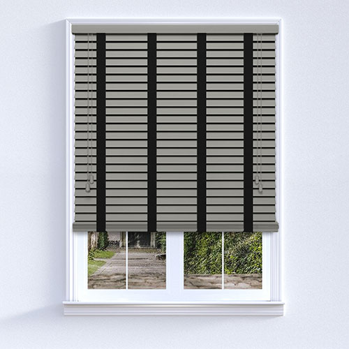 Misty Smooth Grey & Jet Tape Lifestyle Wooden blinds