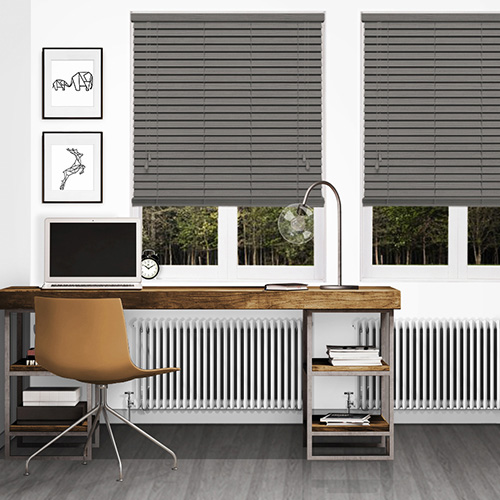 Timeless Embossed Dark Grey Lifestyle Wooden blinds