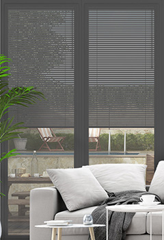 Charcoal Gloss Grey No Drill 25mm Venetian Conservatory Blind