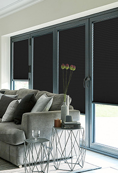 Micro Infusion Black Plain Pearl Intu Pleated Blind