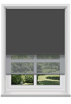 Double Roller Bella Mono & Dark Grey Voile New Blind
