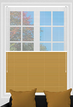 Voile Snow & Blenheim Ochre Blockout Pleated Blind