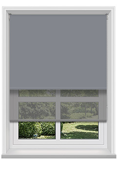 Double Roller Bullet & Dark Grey Voile Roller Blind