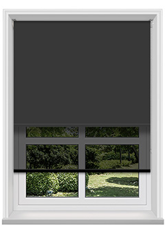 Double Roller Noir & Charcoal Noir Voile Roller Blind