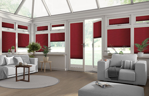 Red Pleated Blinds