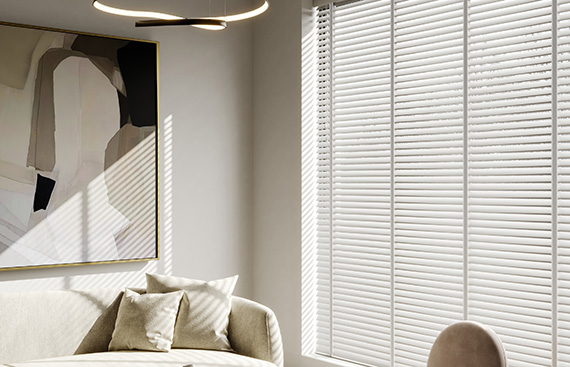 White Wooden Blinds & Matching Tape