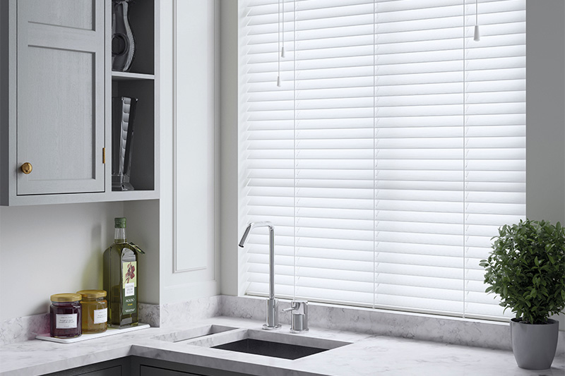 White Faux Wood Blinds