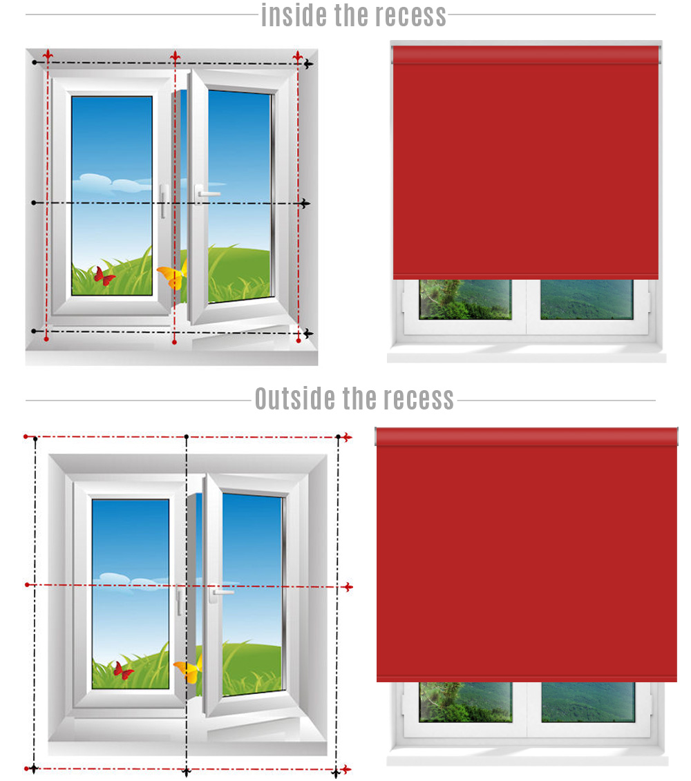 Where should roller blinds be fitted?