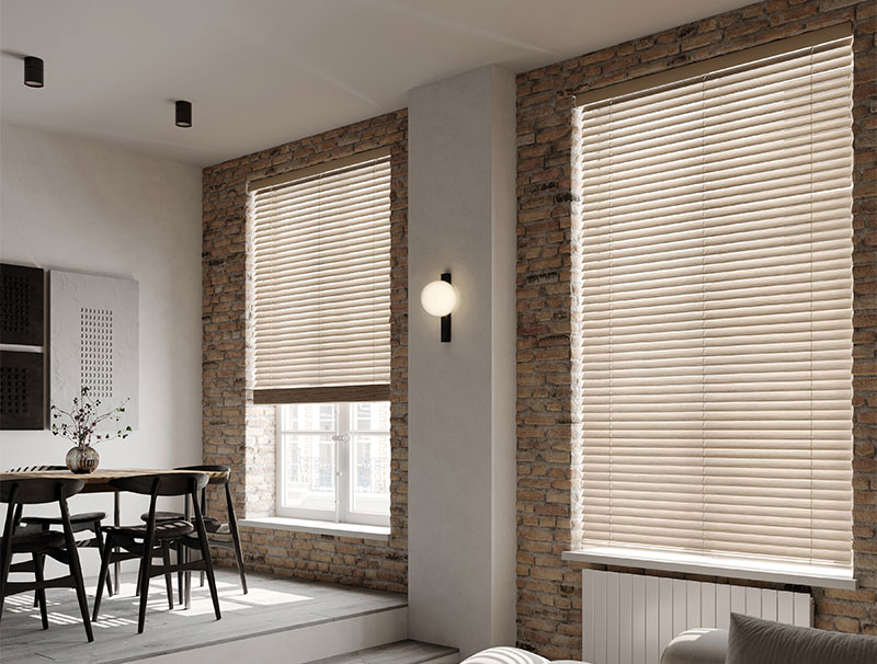 What about wooden blinds in a larger kitchen?